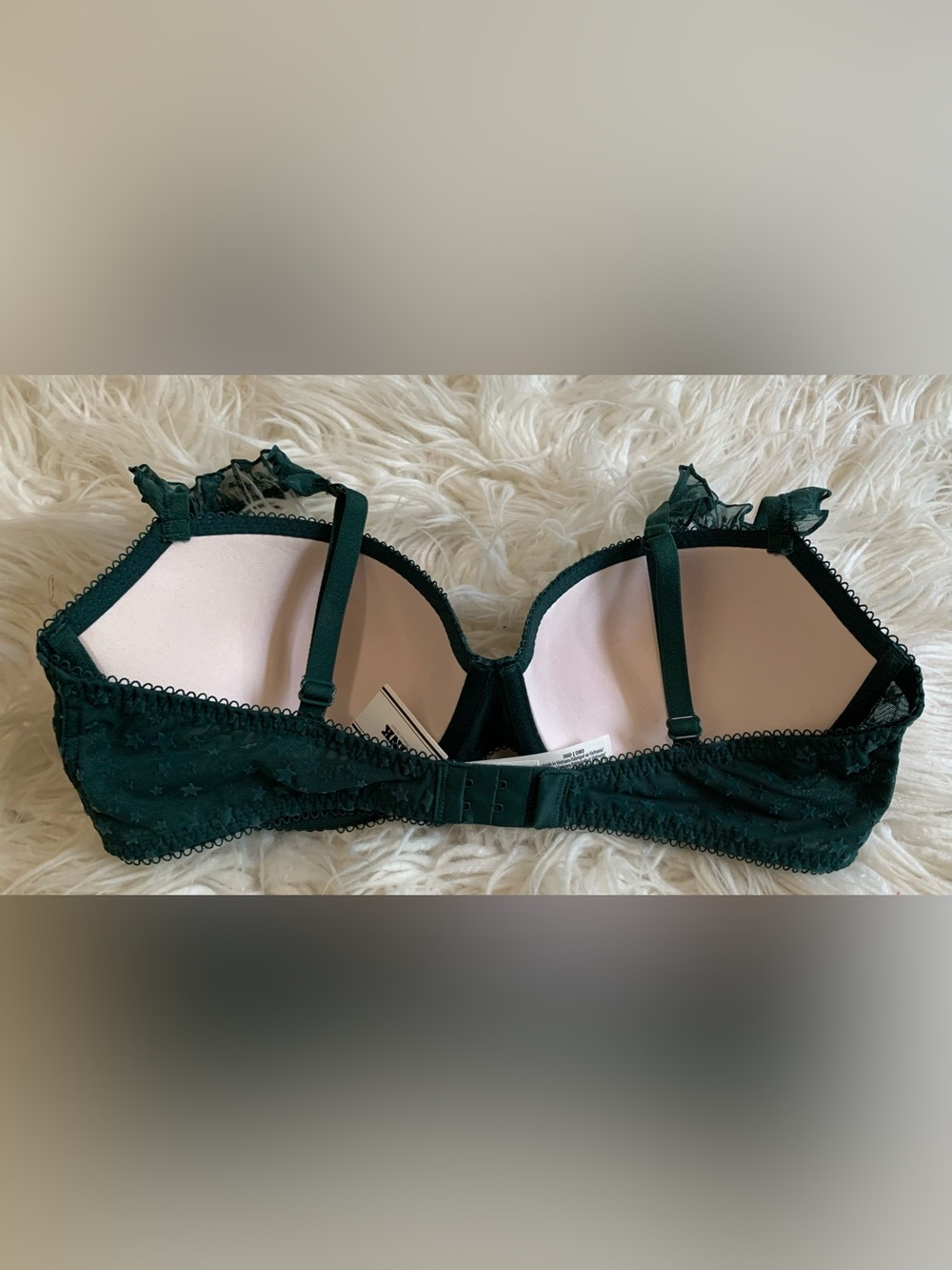 Victoria's Secret PINK Balconette Push Up Bra Star Print Green Size 36D NWT - Picture 3 of 11